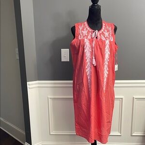 NWT, Simply Southern Sleeveless Coral Embroidered Dress